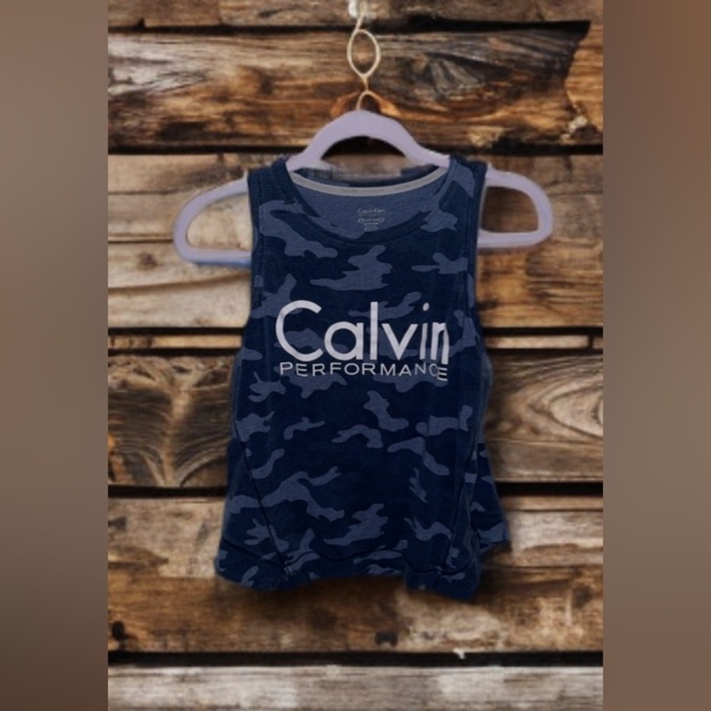 Calvin Klein performance blue sports tank camo size XS​​​​​​​​